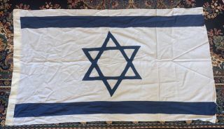 Vintage Hand Sewn Israel Flag Jewish Judaism Blue White Star David 60” X 36”