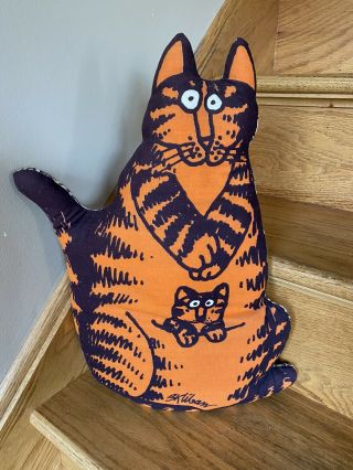 Vintage B.  Kliban Cat Pillow Orange Tabby " Momcat " Mom Cat W/kitten