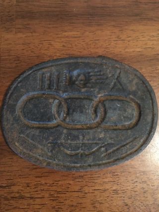 19th Century Rare Ioof Odd Fellows Oval Cast Iron Plate Mold Ioof Symbols Signs