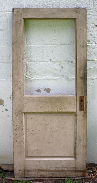34 " X80 Antique Vintage Old Solid Chestnut Wood Wooden Exterior Entry Door Window