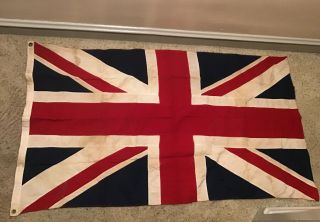 Vintage Panel Stitched British Union Jack Flag Old 30 X 55” 1940s 1950s?