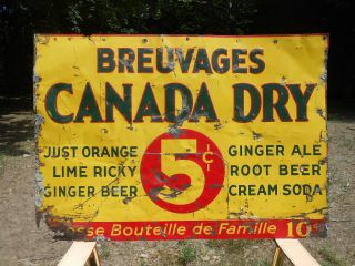 Vintage Canada Dry Cola Ginger Ale 27 " X 19 Soda 5 Cent Bottle Sign Rough