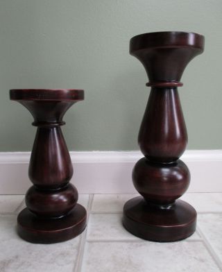 Better Homes & Gardens Dark Wooden Candle Holders For Tapers & Pillars