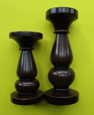Better Homes & Gardens DARK WOODEN CANDLE HOLDERS for tapers & Pillars 2