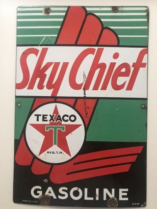 Texaco Sky Chief Vintage 1947 Porcelain Gas Pump Plate