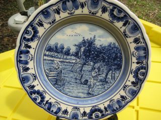 Delft Blue Made In Holland Wall Plate (orchard Pattern)
