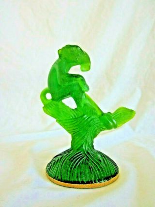 Vtg Daum Green Pate De Verre Crystal Monkey Figurine Figure Crystal Gold Rim (lk