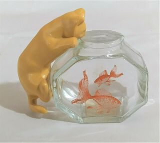 Vintage Avon Cat On Fishbowl Perfume Bottle,  Empty