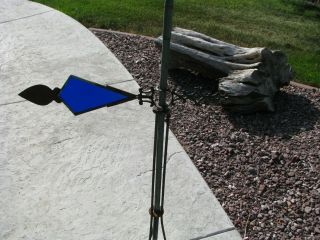 All Cobalt Blue Kite Tail Old Lightning Rod Weathervane