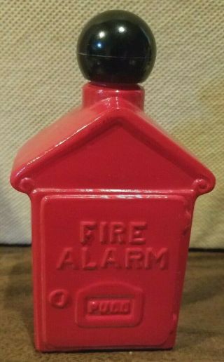 Vintage Avon Fire Alarm Box Red Painted Glass Hair Lotion Cologne Bottle Empty