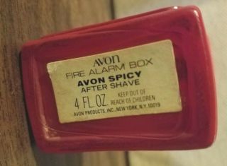 Vintage Avon Fire Alarm Box Red Painted Glass Hair Lotion Cologne Bottle EMPTY 3