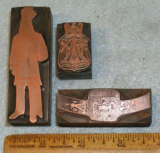3 Antique Copper Printing Blocks Redmen Tote Ring Indian Mc Lilley