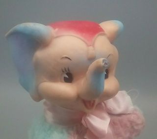 Vintage MY TOY RUBBER FACE CIRCUS ELEPHANT Pink & Blue 7 1/2 