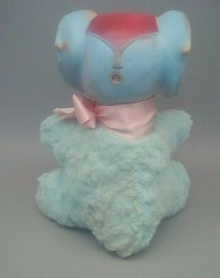 Vintage MY TOY RUBBER FACE CIRCUS ELEPHANT Pink & Blue 7 1/2 