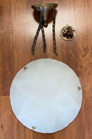 Antique Art Deco Hanging Light Fixture Shade Frosted Star 16.  5 " Quality Find