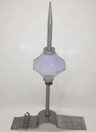 Vintage Lightning Rod With Amethyst Milk Glass Globe Ball Diddie Blitzen