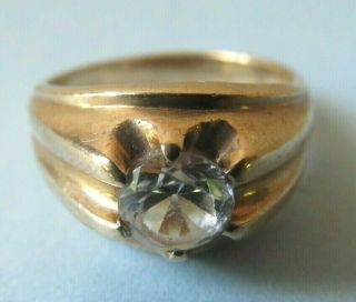 Antique Victorian 10k Gold 4.  8 Gms Size 7 Ring Belcher Diamond Style Not Scrap
