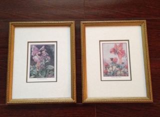 2 Vintage 9 " X 11 " Gold Wood Frames Matted With 3.  5 " X 5 " Photo Of Fairy