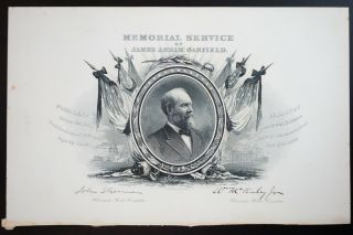 Us President James Garfield 1881 Memorial Service Card
