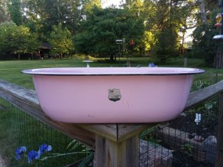 Vtg Us Stamping Co Moundsville Wv Very Lg Pink Enameled Ware Baby Bathtub Basin