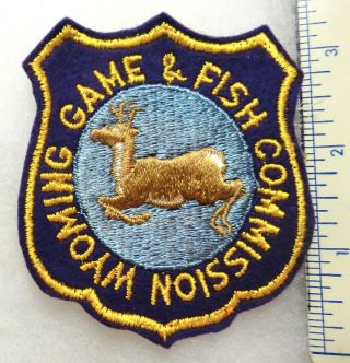 Rare Wyoming Game And Fish Commission Shoulder Patch - - Old Stitched On Wool