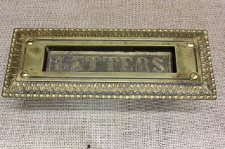 Letter Slot Fancy Decorated Cast Brass Old Spring Close Antique Vintage 1880’s
