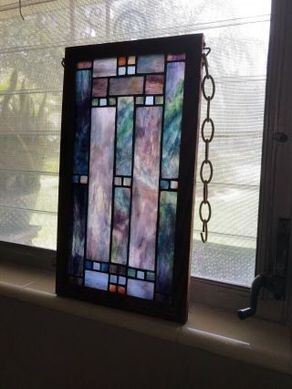 Antique Bungalow Stained Leaded Slag Glass Window Craftsman Arts & Crafts Panel 3