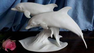Vintage Kaiser Porcelain West Germany Dolphins Figurine Art Sculpture Gawantka