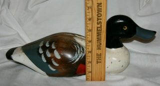 VINTAGE CARVED WOOD HAND PAINTED DUCK DECOY - GLASS EYES 3