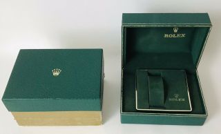 Vintage Rolex Watch Boxes Green W/ Insert Inner Outer 1970 