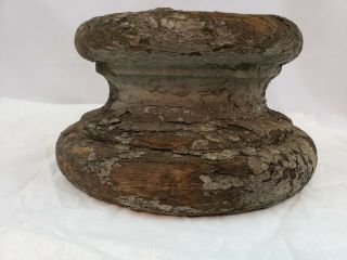 Antique Architectural Salvage Wood Pediment Finial Cap Corbel Old Gray Paint
