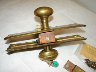 1899 Corbin Heavy Brass entry door lock set oval doorknobs 1905 keys complete t 3