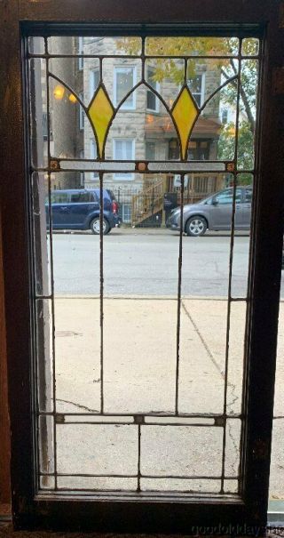 1 Of 3 Antique 1920s Chicago Bungalow Stained Leaded Glass Cabinet Door / Window