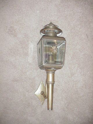 Antique Brass Coach/Carriage Lantern with Oil Light Etched Glass 3
