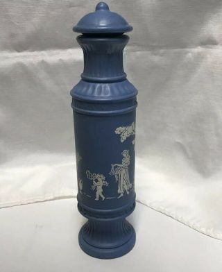 Avon Japerware Bottle Ceramic Pottery Vintage Powder Blue White Wedgwood 1/2 Ful