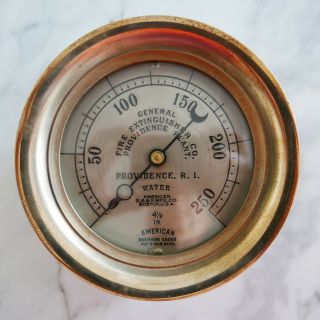 Antique Vintage Steam Pressure Gauge American S G & V.  Co.  All Brass 5 - 1/2 " Dia.