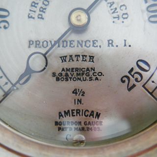 Antique Vintage Steam Pressure Gauge American S G & V.  Co.  All Brass 5 - 1/2 