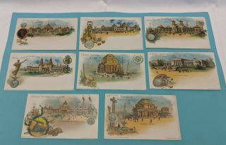 8 Vintage 1901 Pan American Exposition Chromo Lithograph Postcards Buffalo Ny