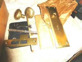 Vintage Nos Corbin Mortise Door Lock Set With Skeleton Key,  Knobs,  Complete