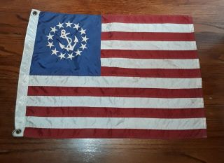 Vintage Nylon 13 Star American Flag With Anchor Boat Ship Yacht Flag