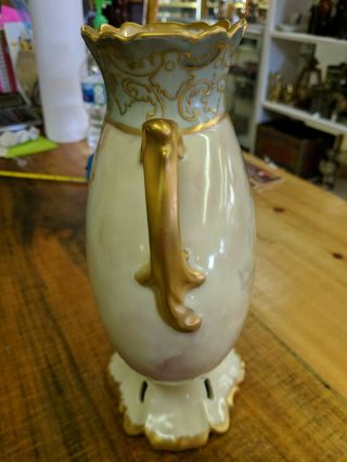 Vintage Antique J.  P.  L France Hand Painted Vase Roses Cherub Angel 2