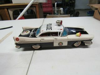 Vintage Alps Battery Operated Police Highway Patrol Car Litho Tin Toy Japan