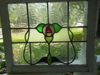 La8 - 132 Lovely Multi - Color English Leaded Stained Glass Window 23 1/2 X 20