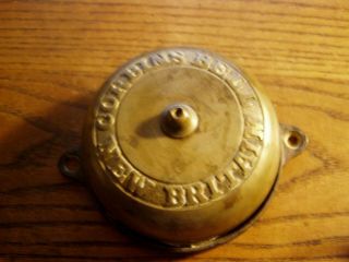 Antique Brass Corbins Doorbell & Cast Brass /porcelain crank handle 2