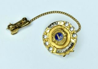 Scarce Vintage Lions Club Past President Lapel Pin 10k Gold