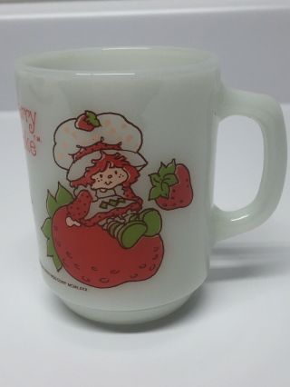 Vintage 1980 Anchor Hocking Strawberry Shortcake Milk Glass Coffee Cup Mug