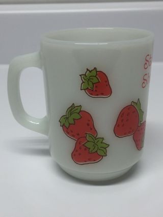 Vintage 1980 Anchor Hocking Strawberry Shortcake Milk Glass Coffee Cup Mug 3