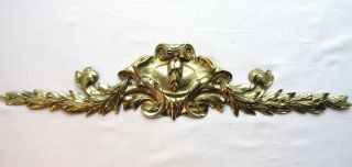 French Pediment Napoleon Iii Gilded Bronze Carved Acanthus,  Bay Leaves Signed Am