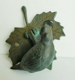Vintage Partridge And Leaf Bronze Door Knocker Hand Forged 50,  Yrs Old Elegant