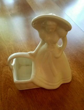 Vintage China Lady With A Basket Made In Usa White